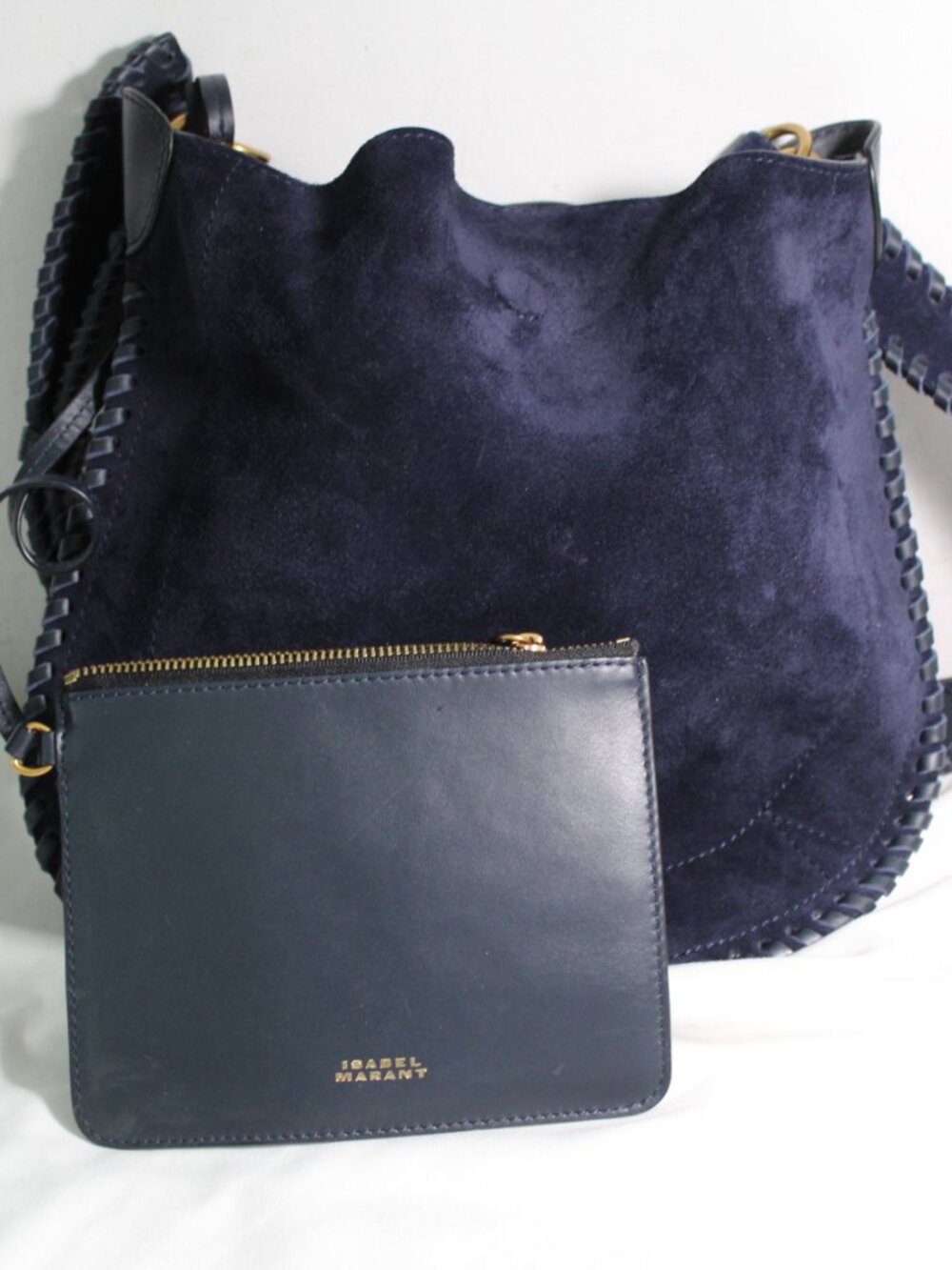 NEW Isabel Maran Oskan Hobo Blue Suede Leather Crossbody Shoulder Bag w/Pochette